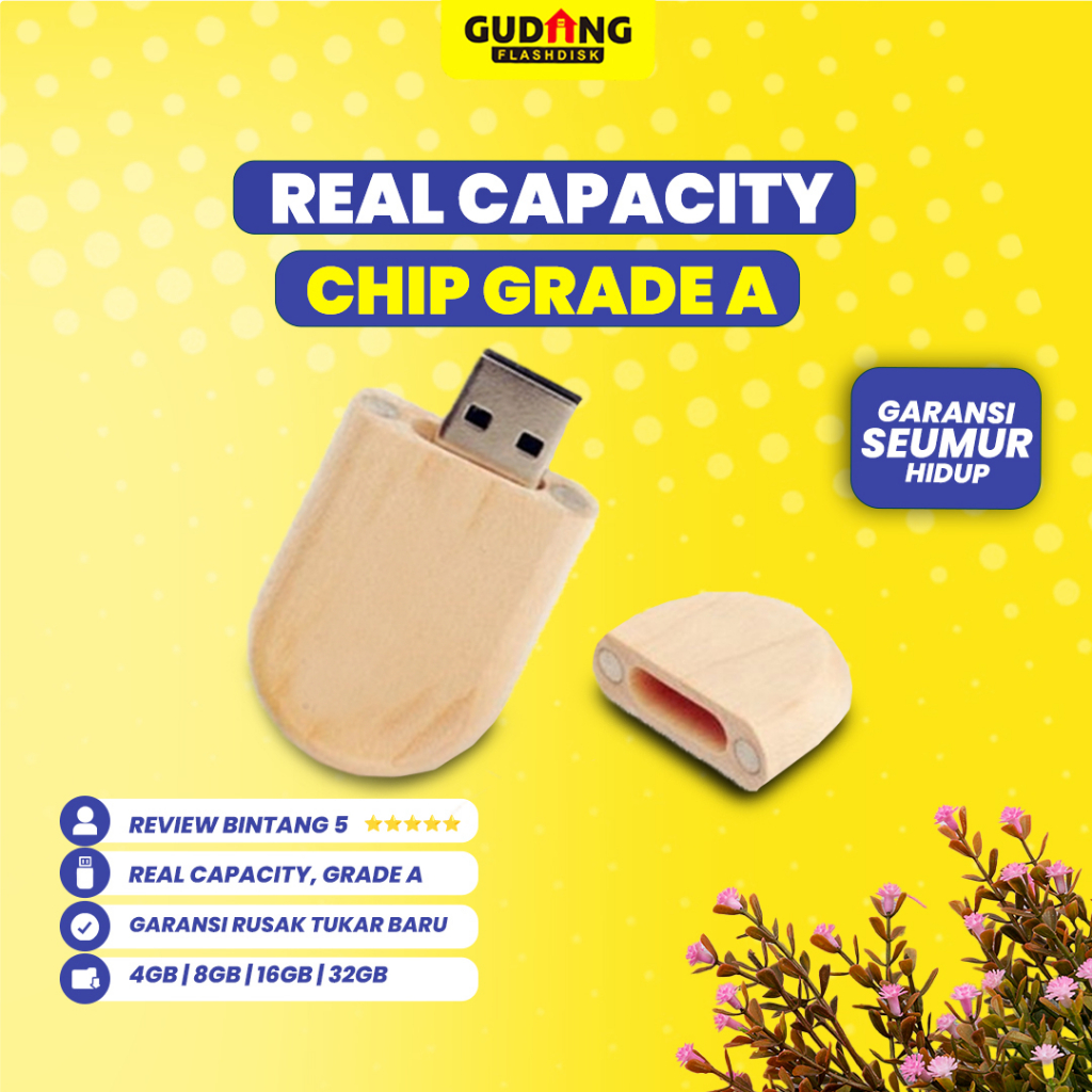 Jual USB Flashdisk Kayu Oval Polos 4GB 8GB 16GB 32GB - Souvenir Promosi ...