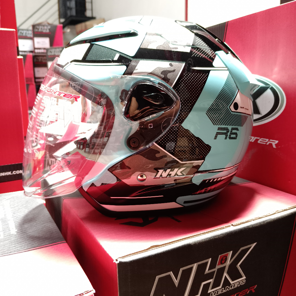 Jual HELM HALF FACE NHK R6 ELLIES BRIGHT TOSCA SILVER | Shopee Indonesia