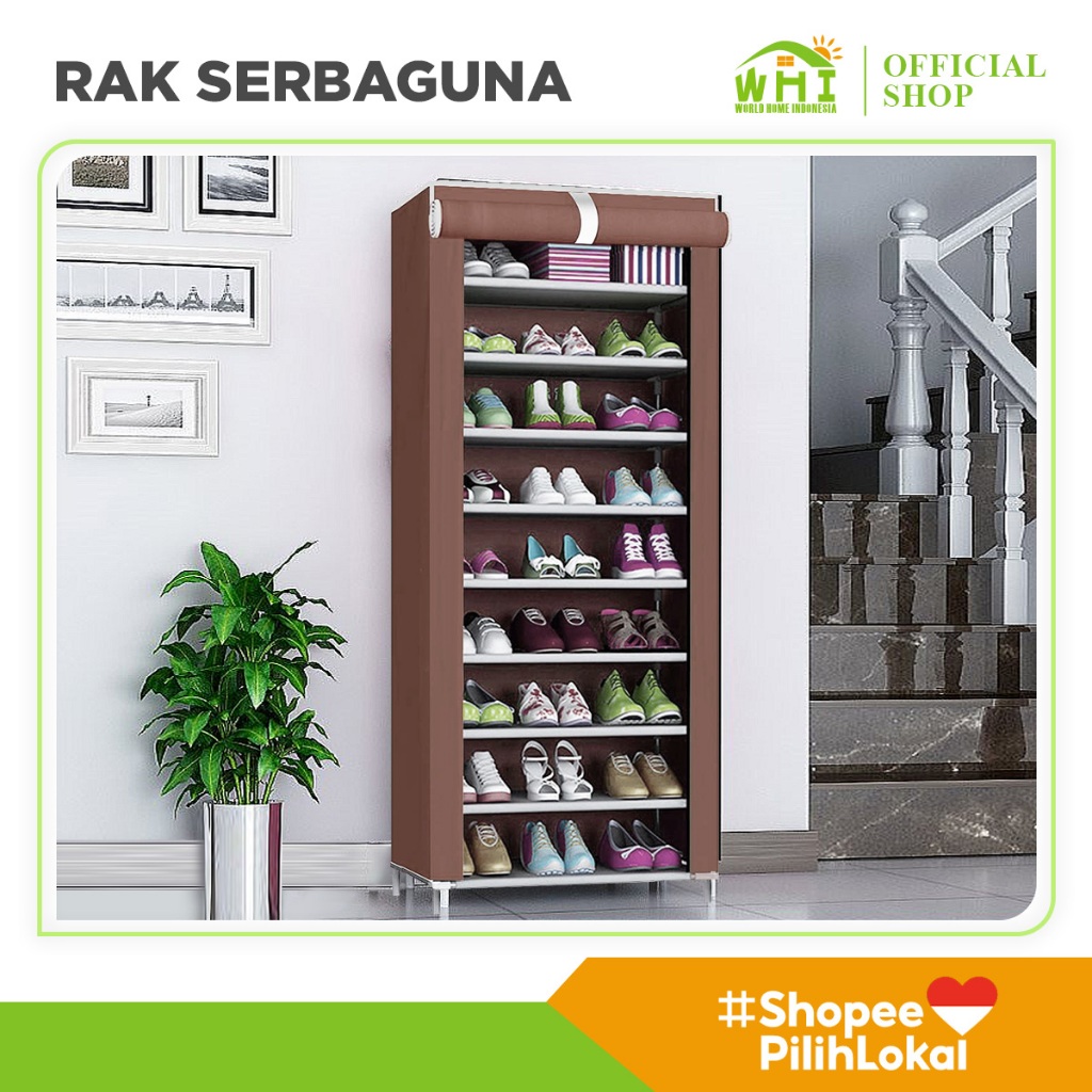 Jual World Home Rak Sepatu Kain 10 Susun Rak Penyimpanan Sepatu ...