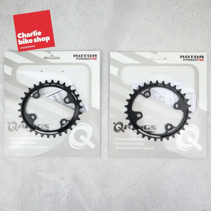Plateau Rotor route QRings BCD 110X5 Aero extérieur rouge | Deporvillage