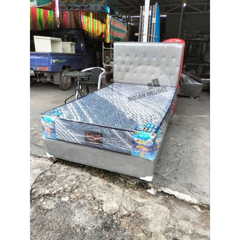 Jual set springbed uk single ( 1 orang ) 120x200 sandaran + box ...