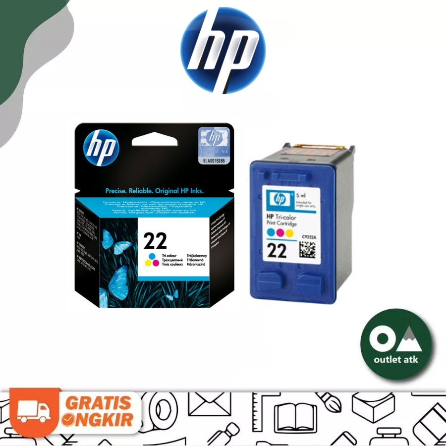 Jual HP Ink Cartridge 22 Color - Tinta Printer HP Deskjet Original ...