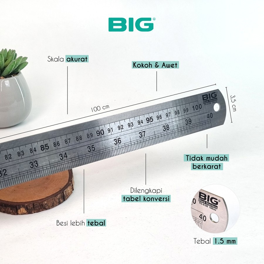 Jual TBMO BIG Penggaris Besi / Stainless Steel Ruler Tebal dan Kokoh ...