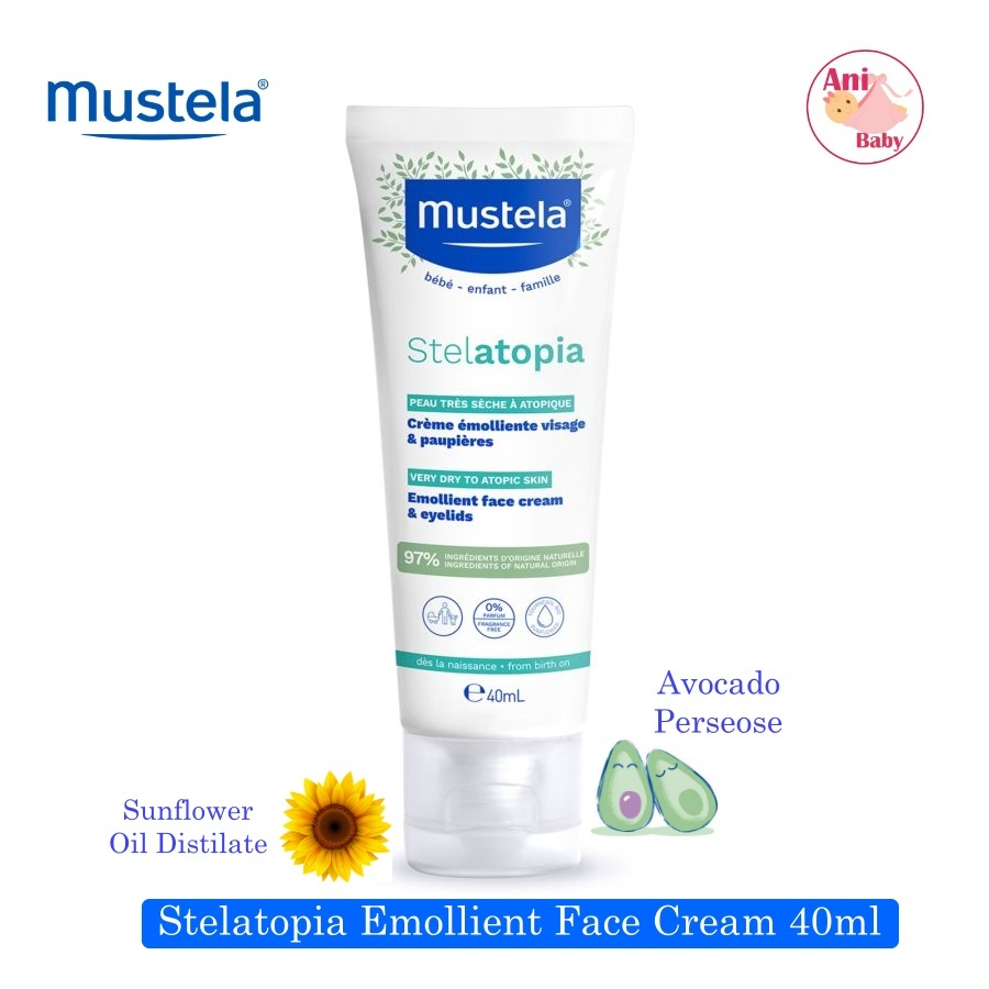 MUSTELA STELATOPIA EMOLLIENT FACE CREAM 40 ML KRIM WAJAH BAYI UNTUK KULIT  DERMATITIS ATOPIK KULIT ALERGI