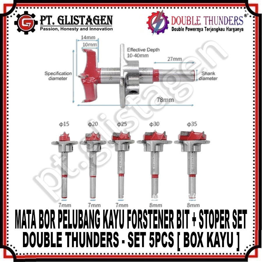 Jual DT Mata Bor Forstener Forstner + Stopper Set 5pcs Mata Bor Engsel ...