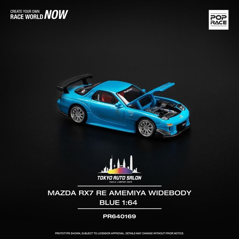 Jual Pop Race 1/64 PR640169 Mazda RX-7 RE-Amemiya Widebody Blue TASKL ...