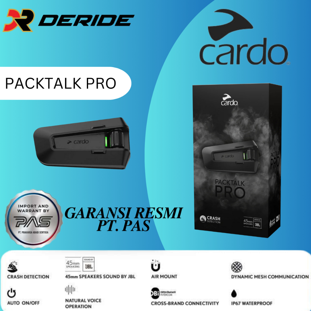 Jual DERIDE Interkom Motor Cardo Packtalk Pro Intercom Helmet Garansi ...