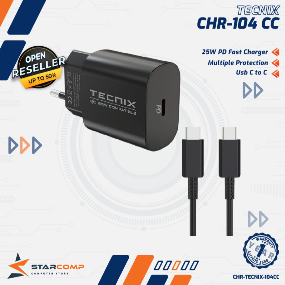 Jual TECNIX CHR-104 Charger Fast Charging PD Type C to C 25W | Shopee ...