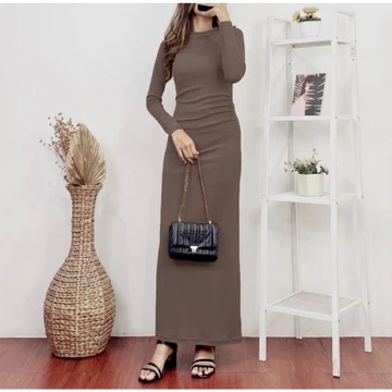 Orina Dres Knit Premium Long Dres Wanita Lengan Panjang Pres Body Long Dres Korean