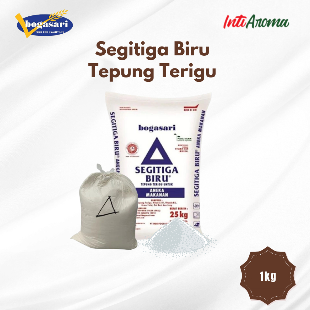 Jual Segitiga Biru Tepung Terigu Serbaguna Bogasari Kemasan Repack 1kg ...