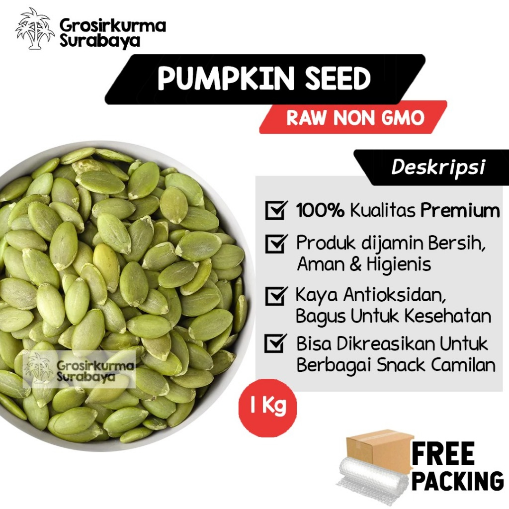 Jual PUMPKIN SEED 1KG BIJI LABU KUPAS ORGANIC ANTIOKSIDAN KUALITAS ...