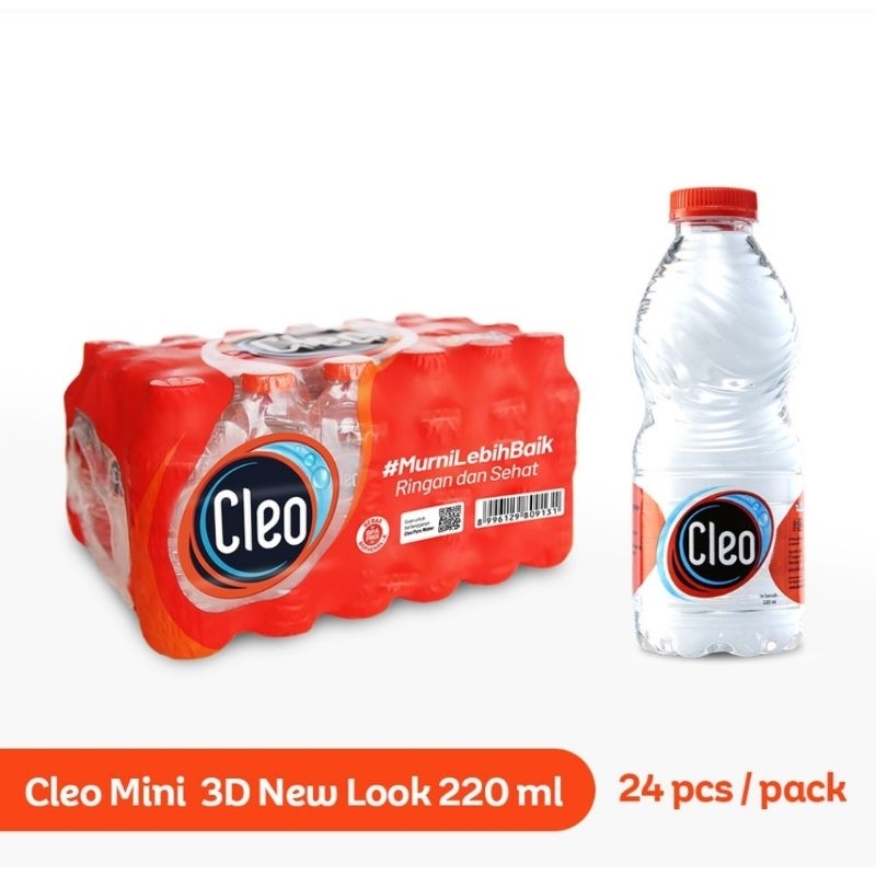Jual Cleo botol mini 220 ml 1 pak isi 24 pcs | Shopee Indonesia