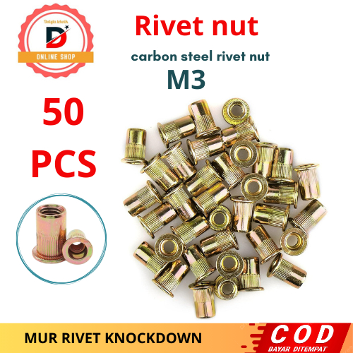 Jual 50Pcs Rivet Nut M3 Rivnut Rivet Nut mur tanam rivnut mur furniture ...
