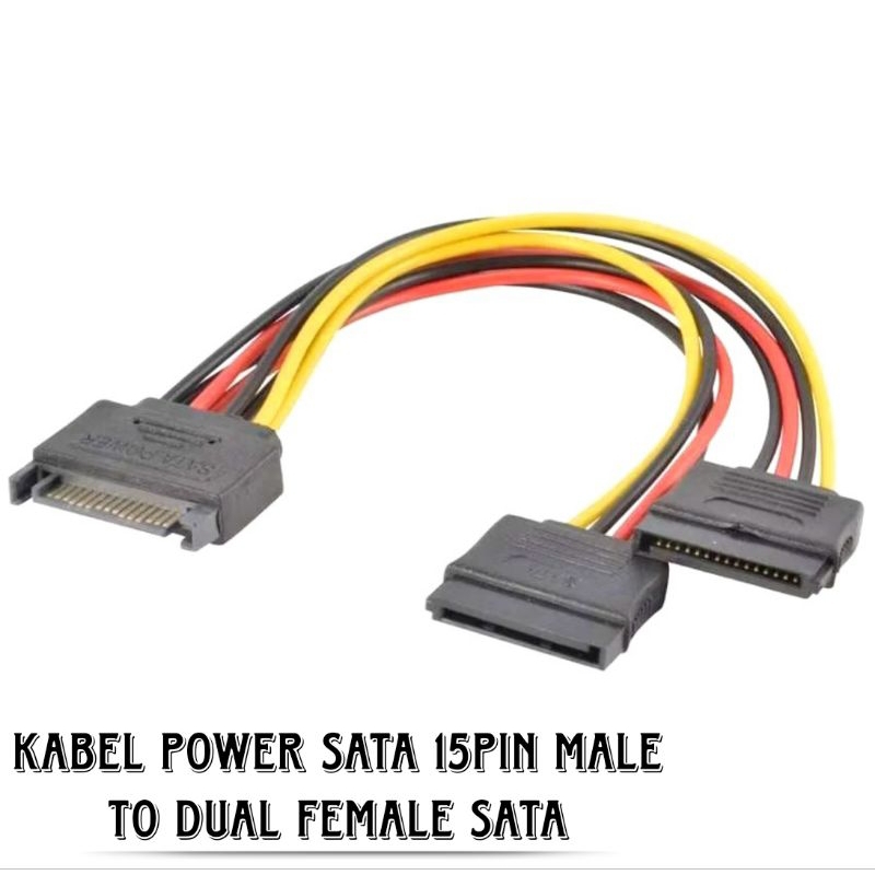 Jual KABEL POWER SATA 15PIN MALE TO DUAL FEMALE SATA CABANG LURUS ...