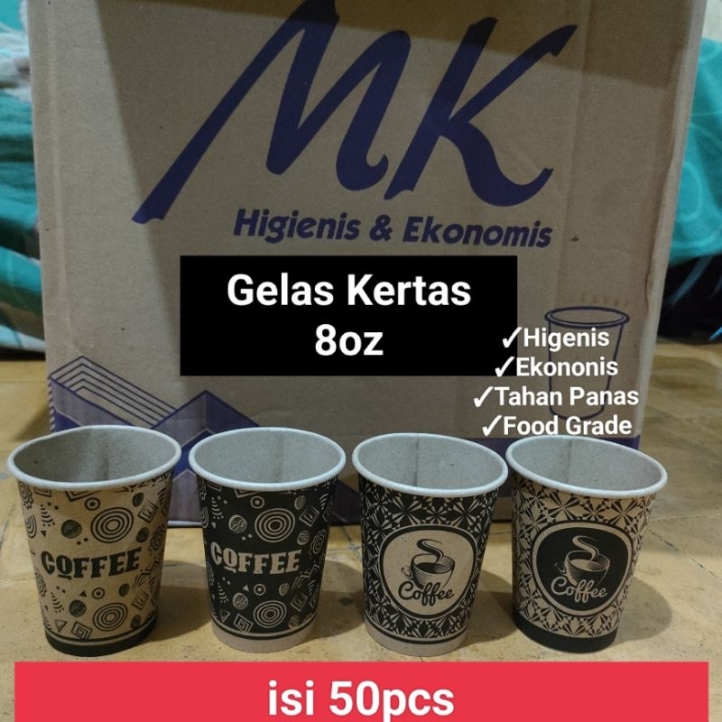 Jual Gelas Kertas Coffe Kopi Paper Cup 8oz Coklat Kraft Gelas Kopi ...