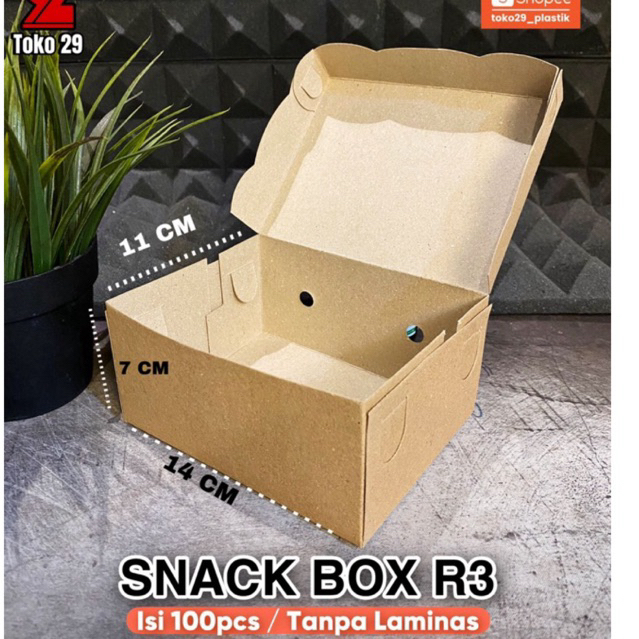 Jual Kotak snack Coklat polos R3 Craft Kertas - 1 PACK ISI 100 PCS ...