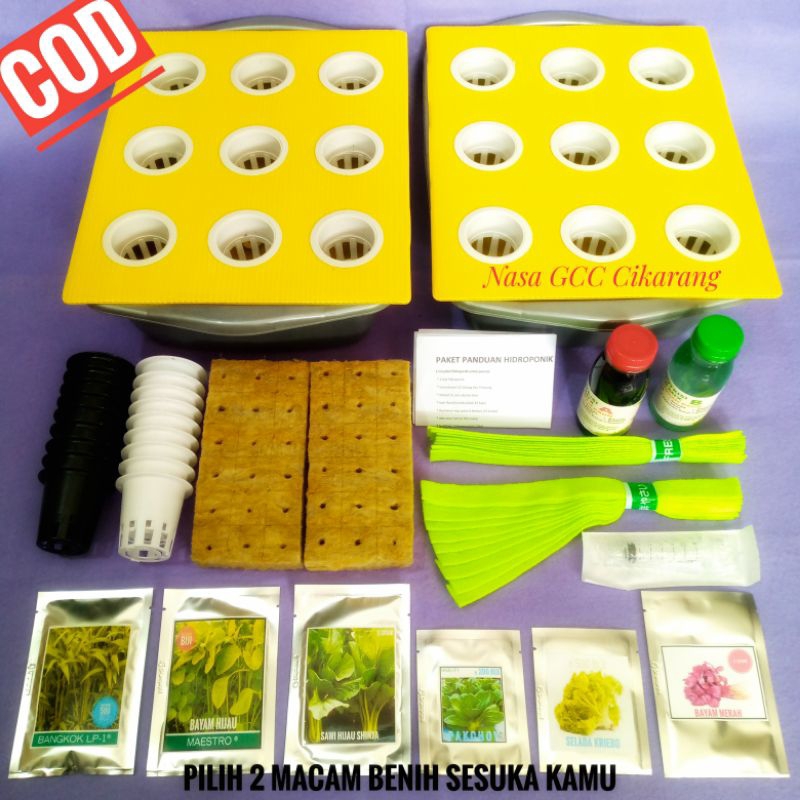 PAKET HIDROPONIK LENGKAP 2 BAK 18 LUBANG KODE 02