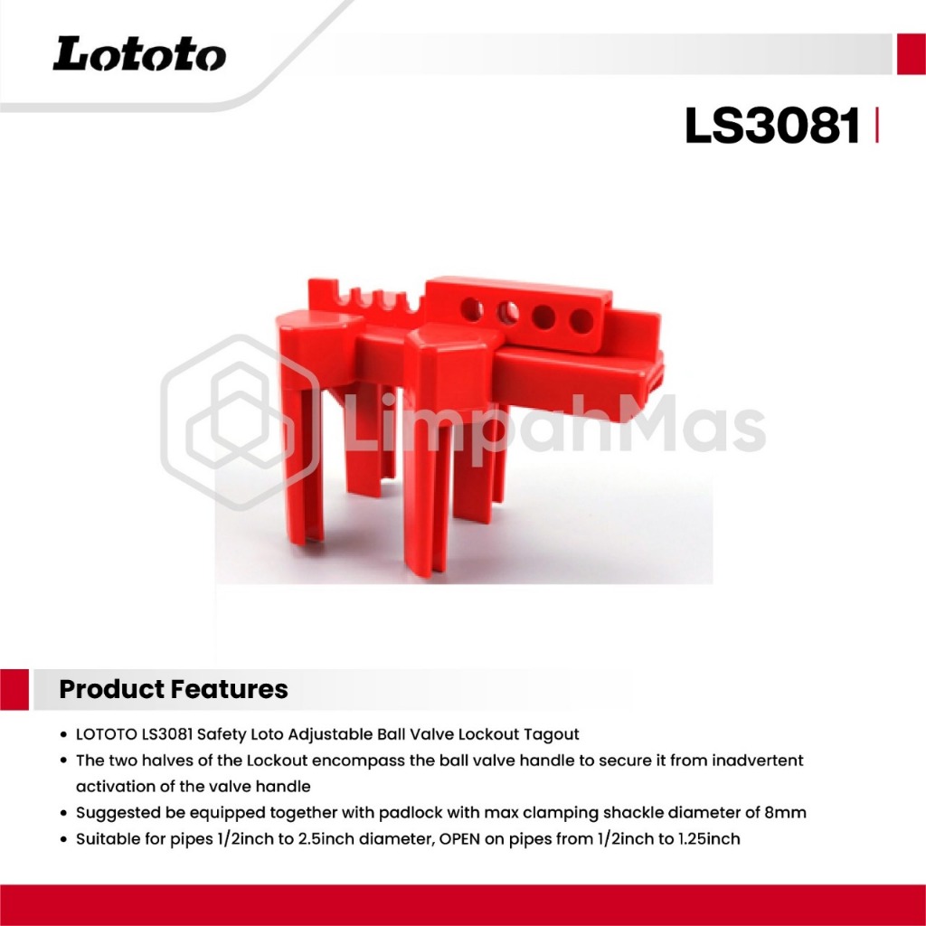 Jual LOTOTO Safety Loto Adjustable Ball Valve Lockout Tagout Device ...