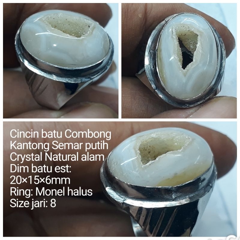 Jual Cincin Batu Combong Kantong Semar Putih Crystal Natural | Shopee ...