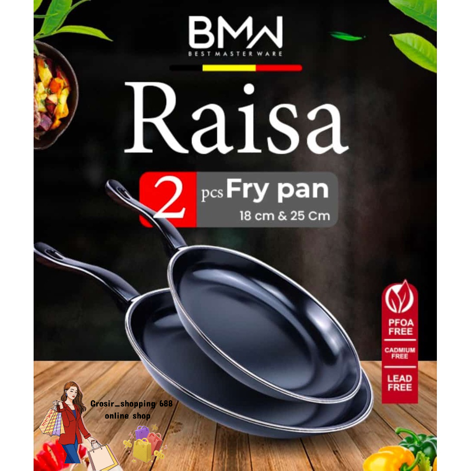 Jual Frypan Set Hitam / Fry Pan Set 2 In 1 Uk 18 & 25cm Teflon Wajan ...