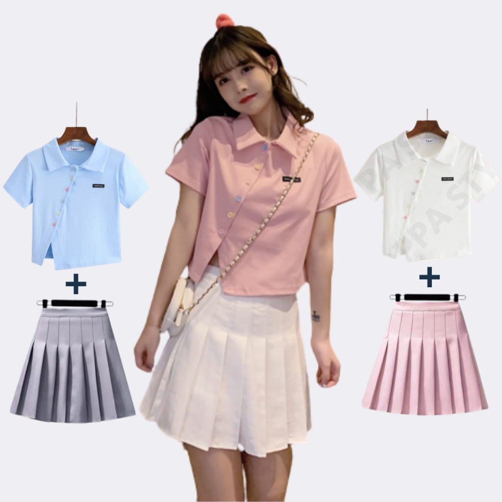 Jual Oppa Style Shop SET SPORT BAJU POLO + Tennis Skirt Rok Mini with ...