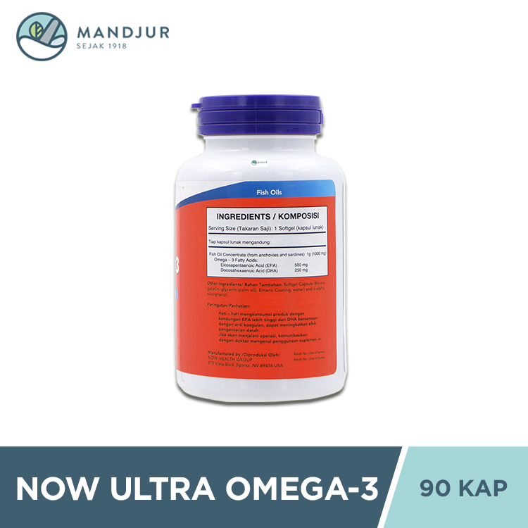 Jual NOW ULTRA Omega 3 500 EPA/250 DHA 90 Softgels - Suplemen Kesehatan ...