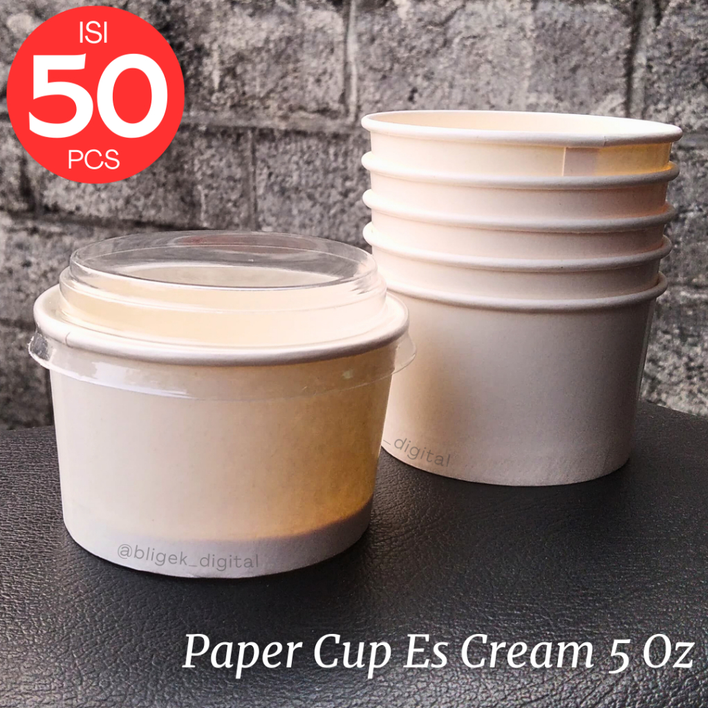 Jual Paper Cup Ice Cream 5 oz / Gelas Kertas 5 Oz polos (isi 50 pcs ...