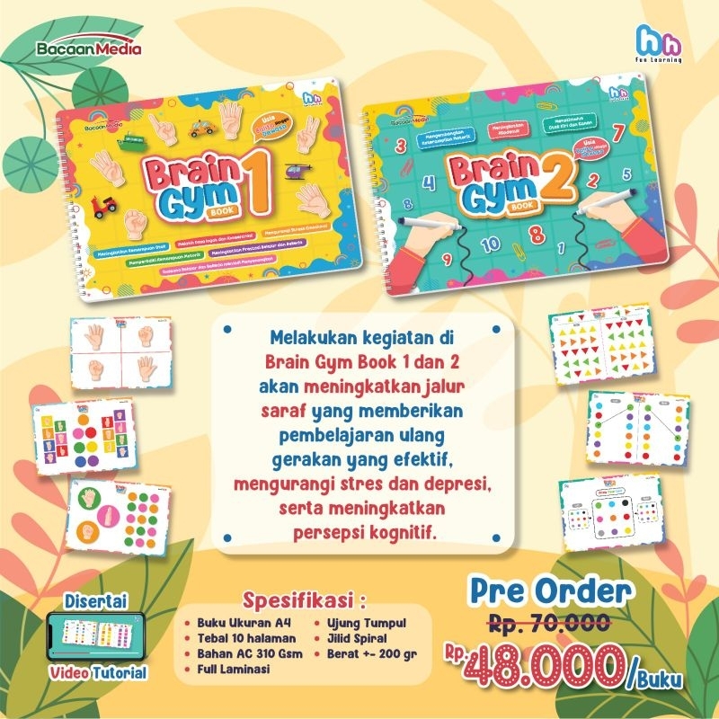 Jual BRAIN GYM BOOK 1 & 2 dan coding belajar membaca menulis mendengar ...
