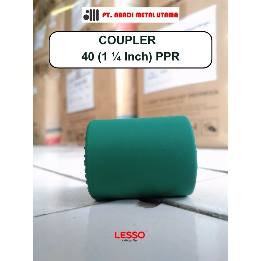 Jual COUPLER PPR LESSO ( SOKET PPR ) GREEN 1 ¼ INCH ( 40 MM ) | Shopee ...