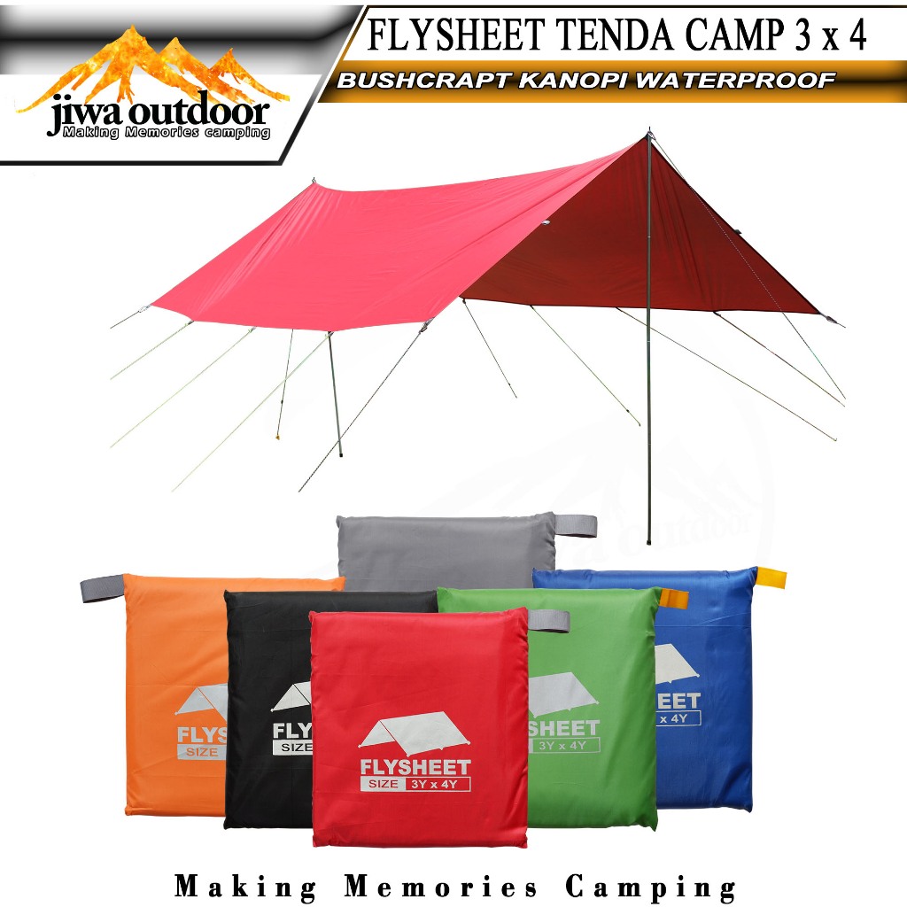 flysheet tenda camping 3x4 yard flysheet outdoor waterproof 3000 mm atap tenda camping 3x4