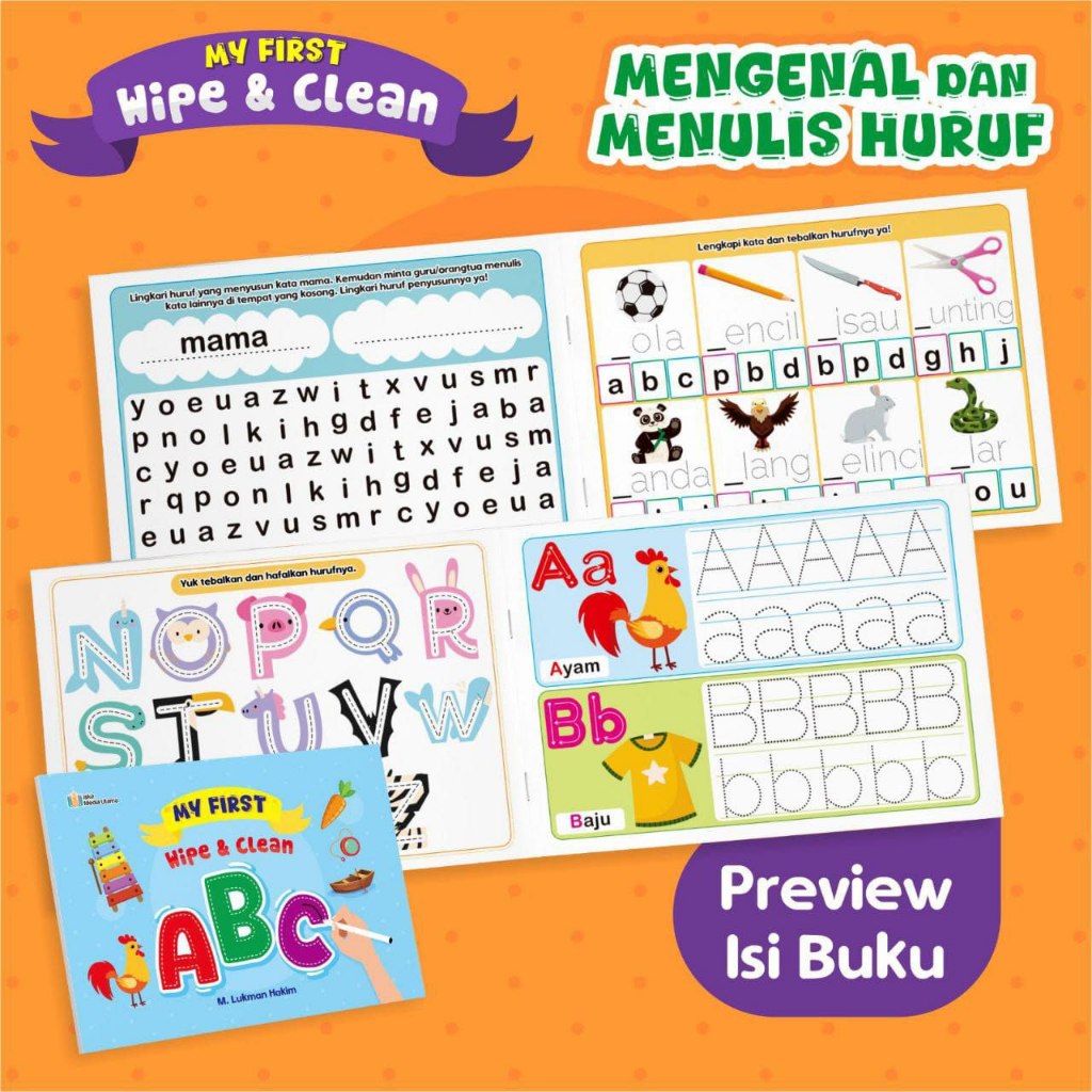 Jual My First Wipe & Clean ABC 123 A BA TA Iska Media Isi 3 Buku ...