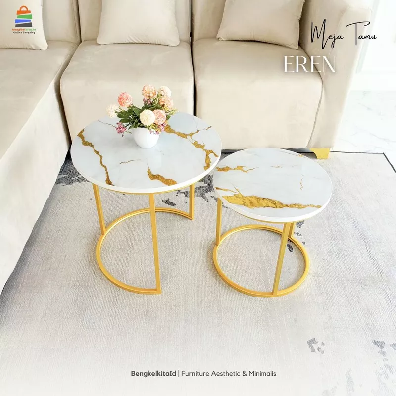 Aesthetic Round Nesting Coffee Table Set - MEJA EREN - Modern Minimalist Besi Holo
