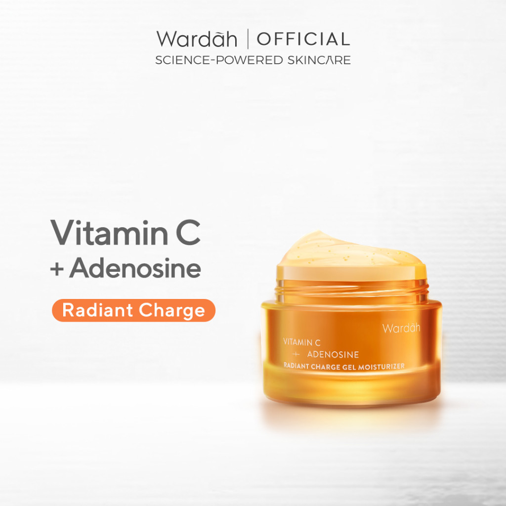 Wardah Vitamin C + Adenosine Radiant Charge Gel Moisturizer 30 g - Pelembab Gel Ringan yang Mencerahkan Kulit Kusam, Memperbaiki Skin Barrier, dan Memberikan Sensasi Menyegarkan - Recharge Tone Kulit yang Lesu & Lelah (Glow Radiant Skin)