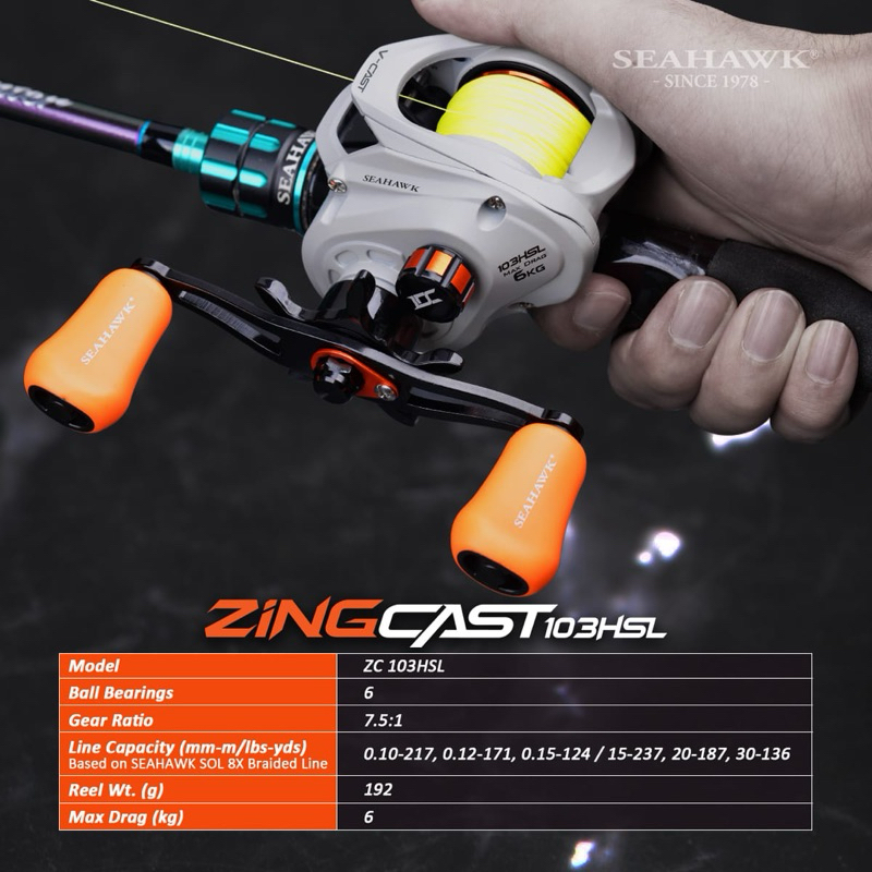 Jual Reel Bc seahawk zing cast 103HSL (HANDLE KIRI) | Shopee Indonesia
