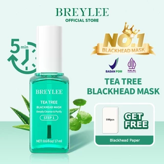 [BPOM] BREYLEE Tea Tree Blackhead Mask & Pore Minimizer Serum - Masker Komedo Hidung Pengangkat Komedo 17ml+100pcs(DALAM BOX)