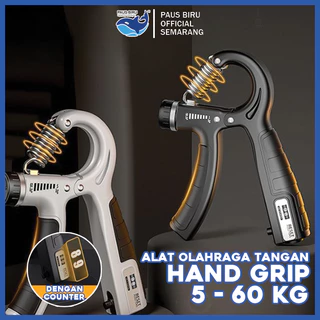 Paus Biru - Alat Olahraga Kekuatan Tangan Handgrip Adjustable 5-60 KG Hand Grip Dengan Counter Rehabilitasi Kekuatan Lengan
