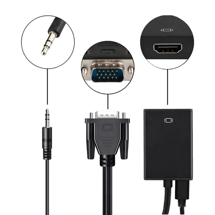 Jual Kabel Converter Vga Male Audio To Hdmi Female Adapter Shopee Indonesia