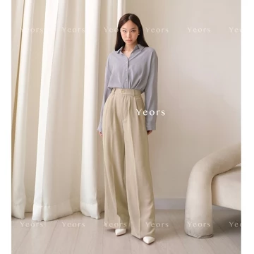 YEORS Kinan Pants Celana Kulot Polyester Anti Kusut Trousers Kantor Formal Casual Woman Formal