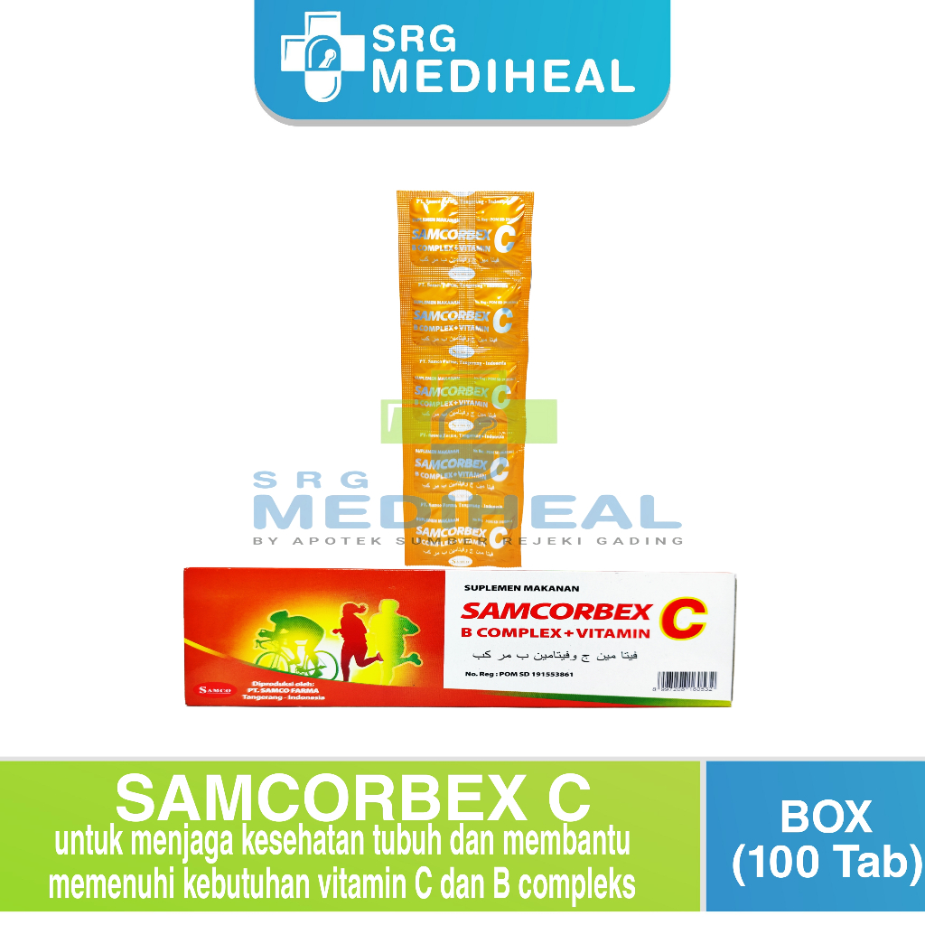 Jual Samcorbex BOX 10 Strip (Isi 100 Tablet) - Vitamin C | B Complex ...