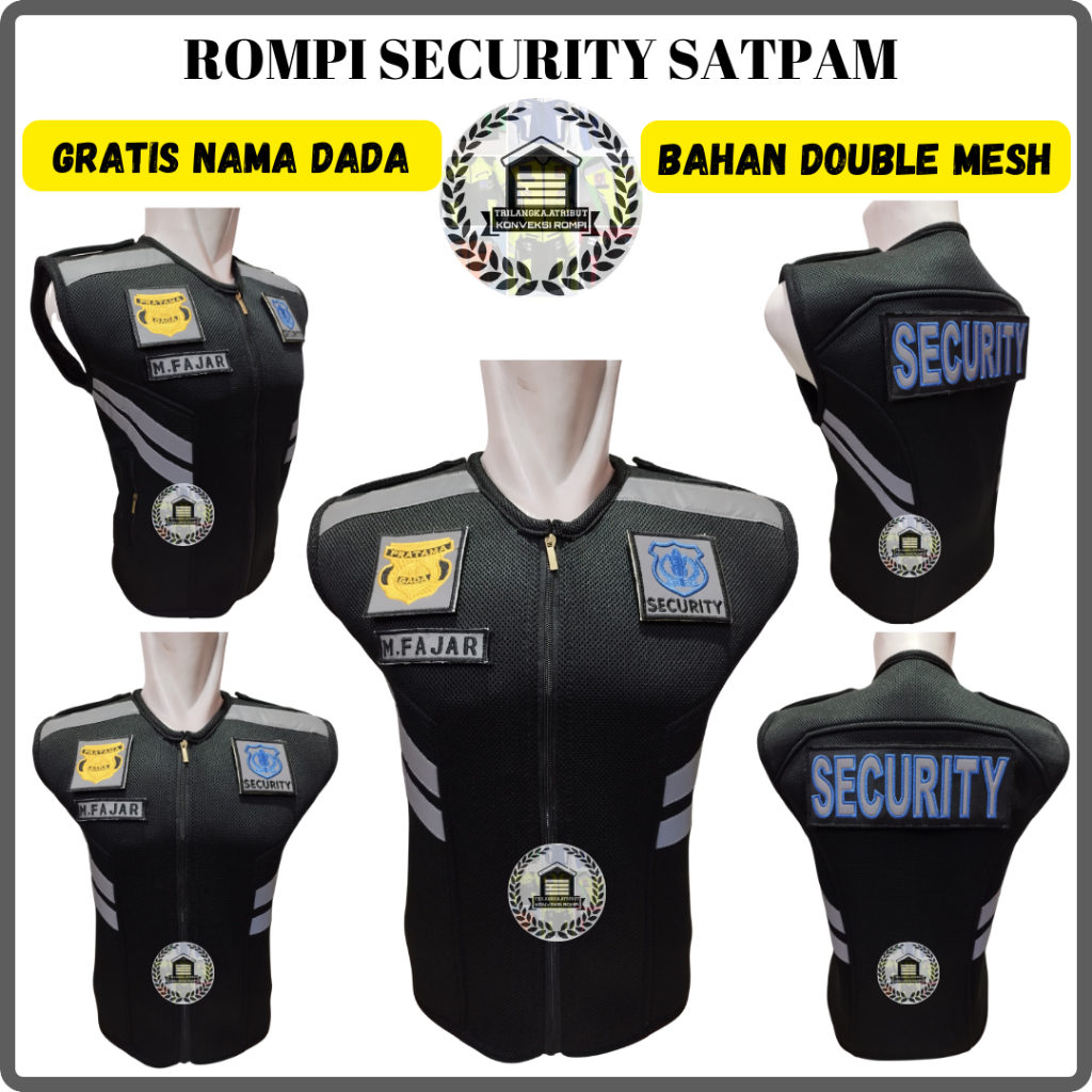 Jual Free Nama | Rompi Security Hitam | Rompi Satpam Hitam Model Jatah ...