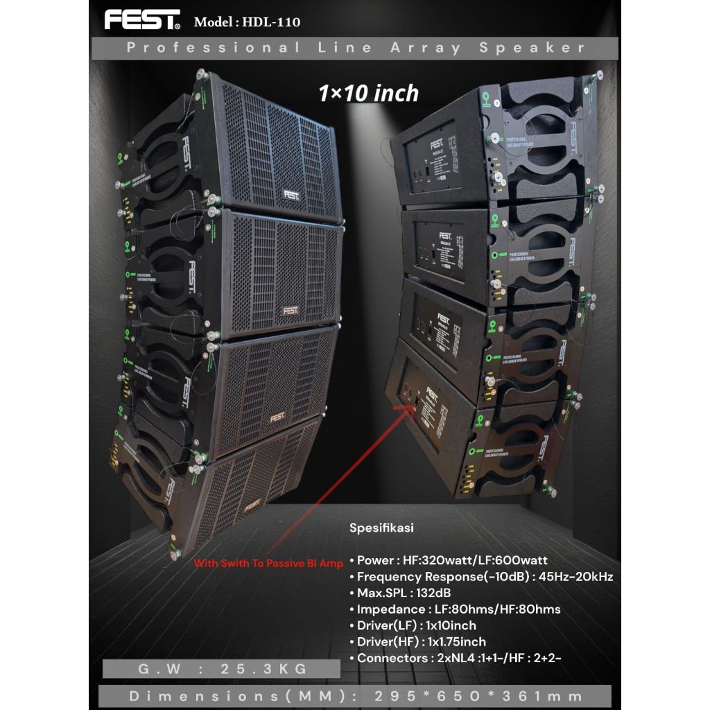 Jual Speaker Line Array HDL-110 1X10 x inch ORIGINAL FEST | Shopee ...