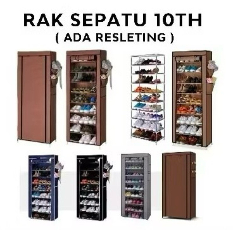 Jual RAK SEPATU 10 SUSUN DENGAN COVER RESLETING / RAK 10 LAYER SHOE ...
