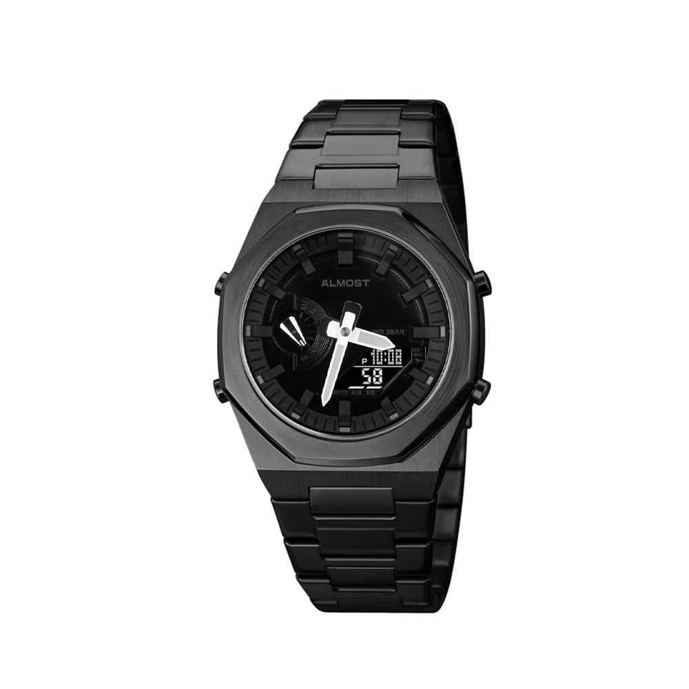 Jual Almost Studio Paladin Dual Time Black Watch – Jam Tangan Stainless ...