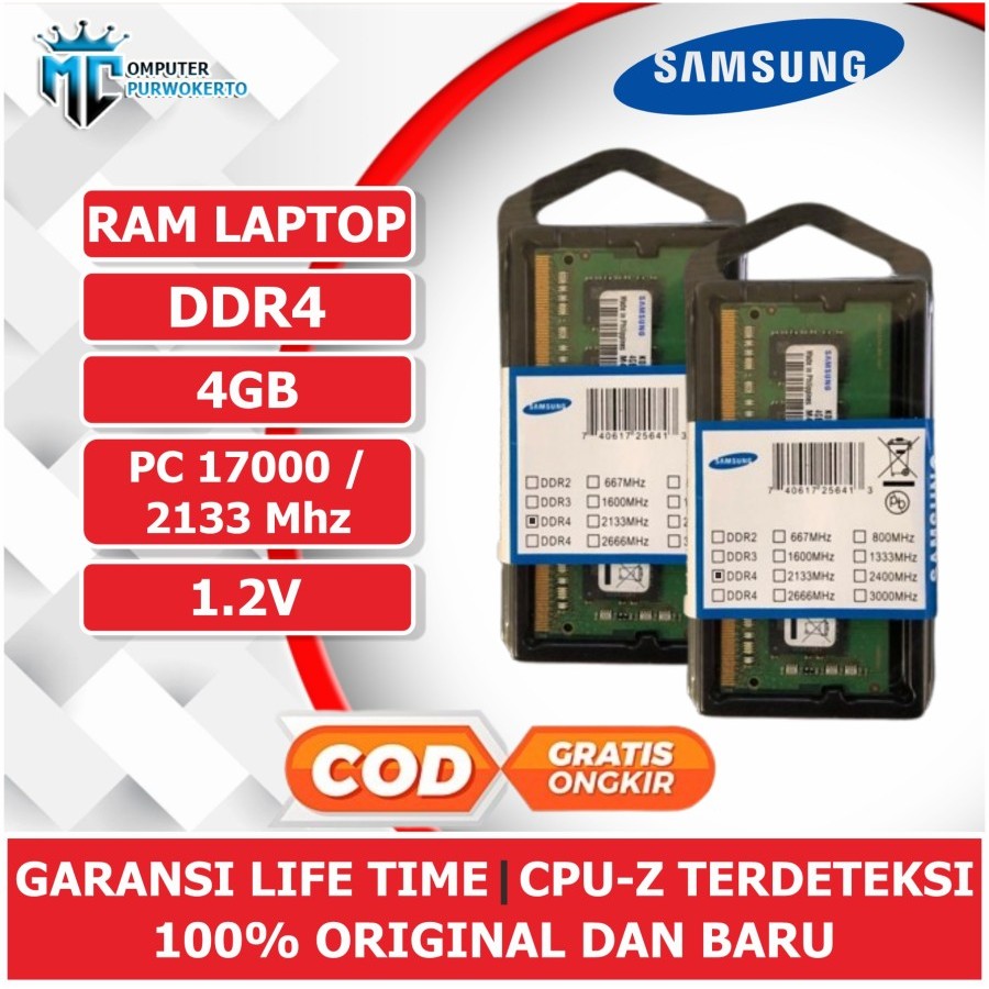 Jual Ram Laptop Sodimm DDR4 4GB 8GB PC 2133MHZ/2400MHZ Samsung
