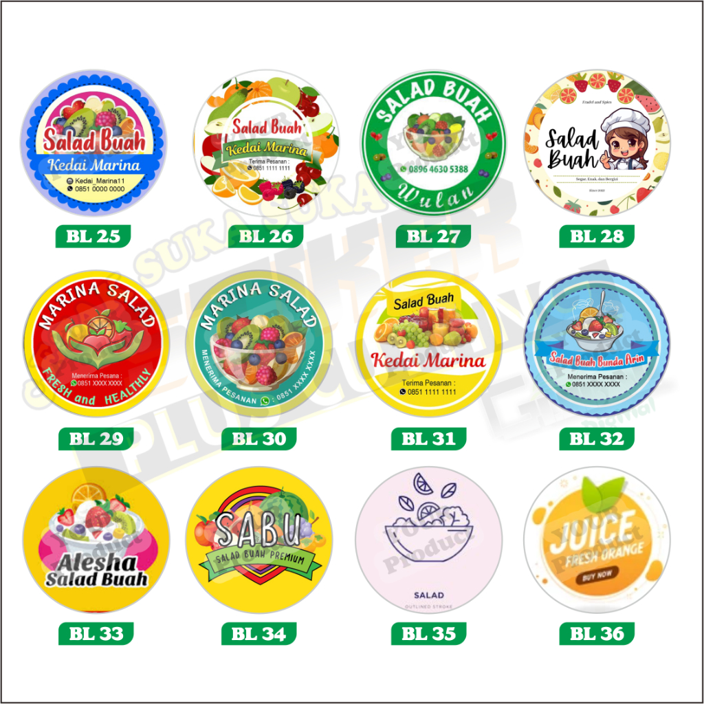Jual STIKER BUAH / SALAD / FRUIT / STIKER BUAH RUJAK / STIKER CUSTOM ...