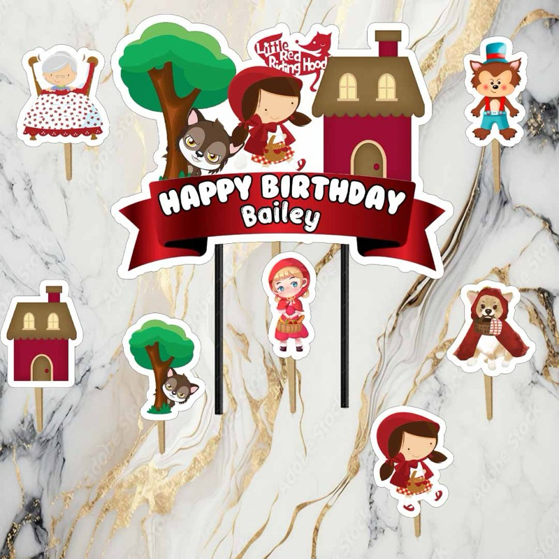 Jual TOPPER CAKE CUSTOM NAMA RED RIDING HOOD KERUDUNG MERAH | Shopee ...