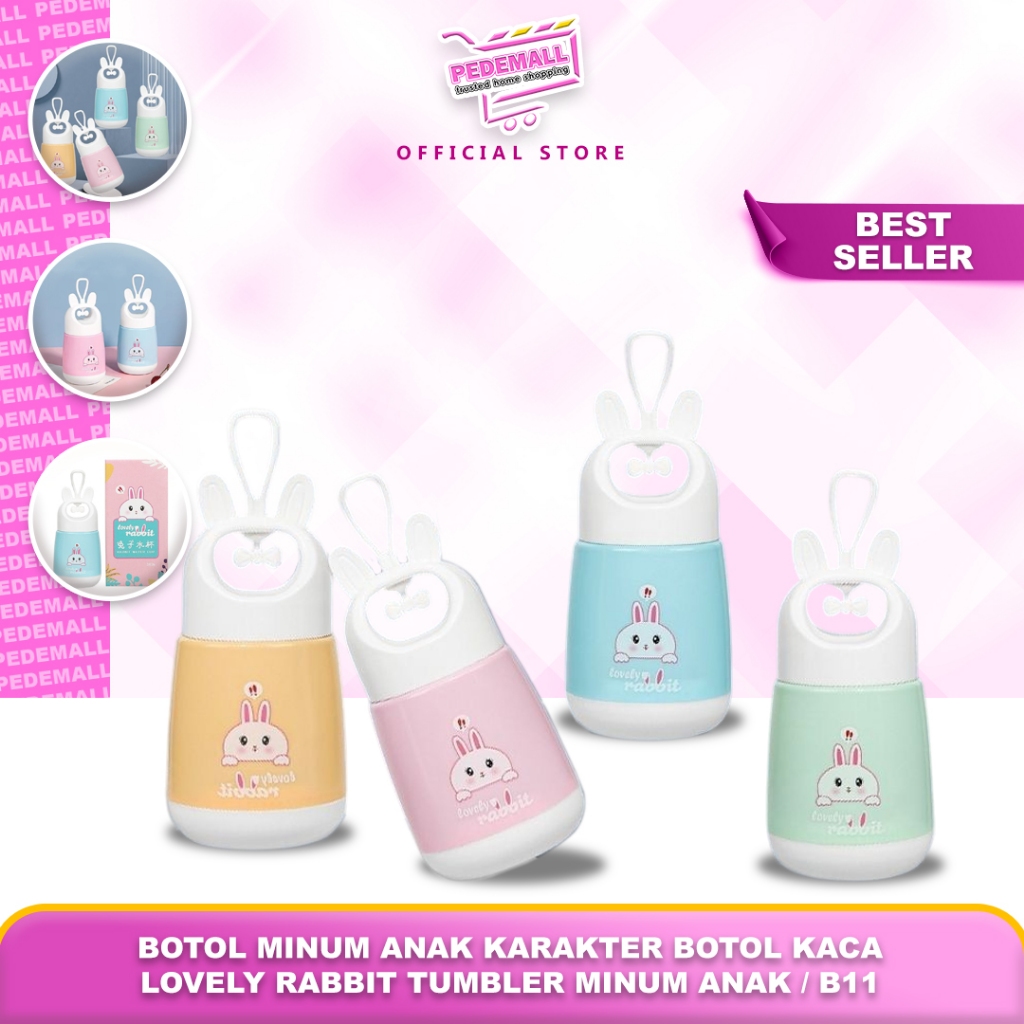 Jual Botol Minum Anak Karakter Botol Kaca Lovely Rabbit Tumbler Minum ...