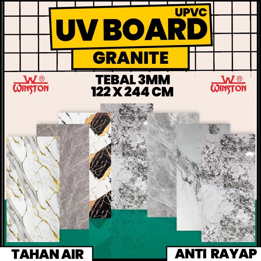 Jual Winston UV PVC Board Panel, UV PVC Marble/ Marmer 3MM Papan Panel ...