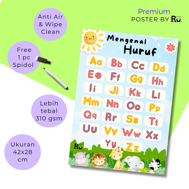 Jual Poster Anak Mengenal Huruf Premium Wipe and Clean | Shopee Indonesia