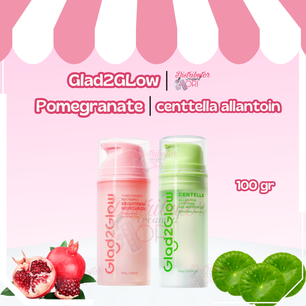 Glad2Glow Centella Allantoin Soothing Gel Moisturizer 100g| Pomegranate 5% Niacinamide Brightening Glad 2 Glow G2G